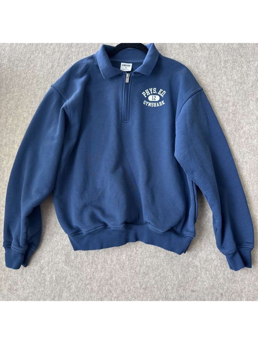 Gymshark Phys Ed Quarter Zip Pullover Womens M Blue Cotton Sweatshirt LS